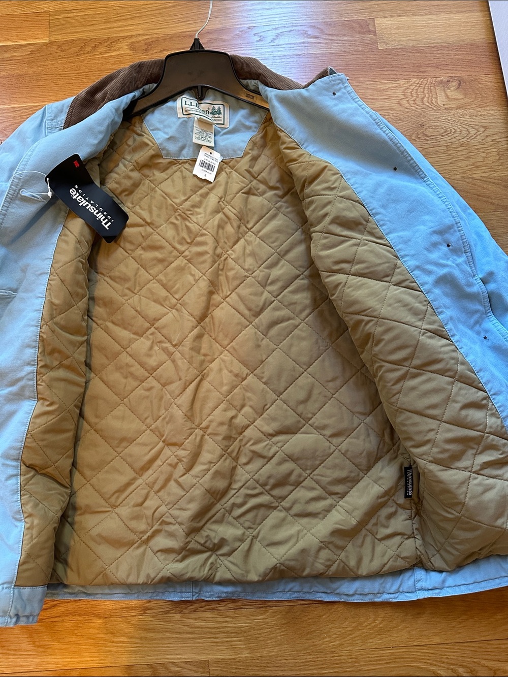 L.L. Bean NWT Barn Utility Jacket light blue w/ Brwn.Corduroy Collar size small - Picture 8 of 8